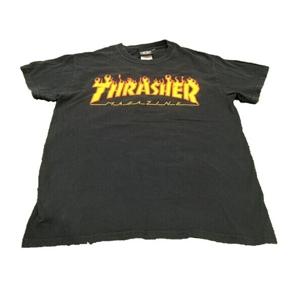 Thrasher Magazine Skateboarding Logo‎ VTG Black Skater Grunge Shirt Small - Picture 1 of 9